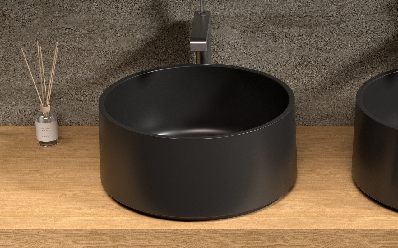 Aquatica Solace-B-Blck Round Stone Bathroom Vessel Sink picture № 0